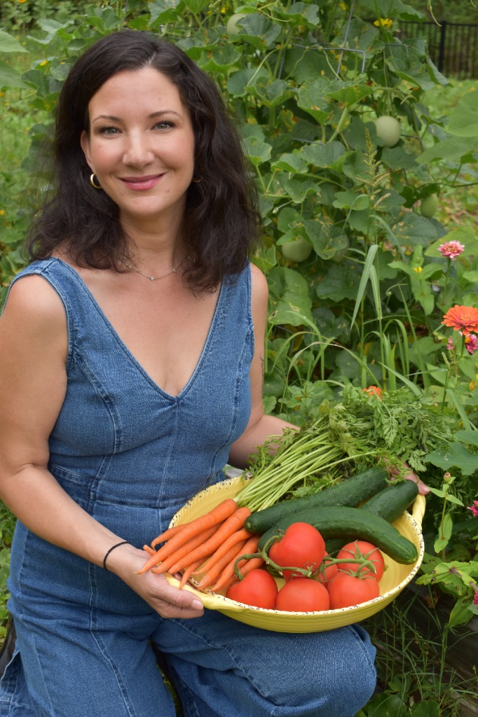 Natalie Van Lenten with fresh Florida garden harvest